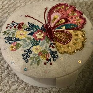 Embroidered Butterfly Jewelry Box